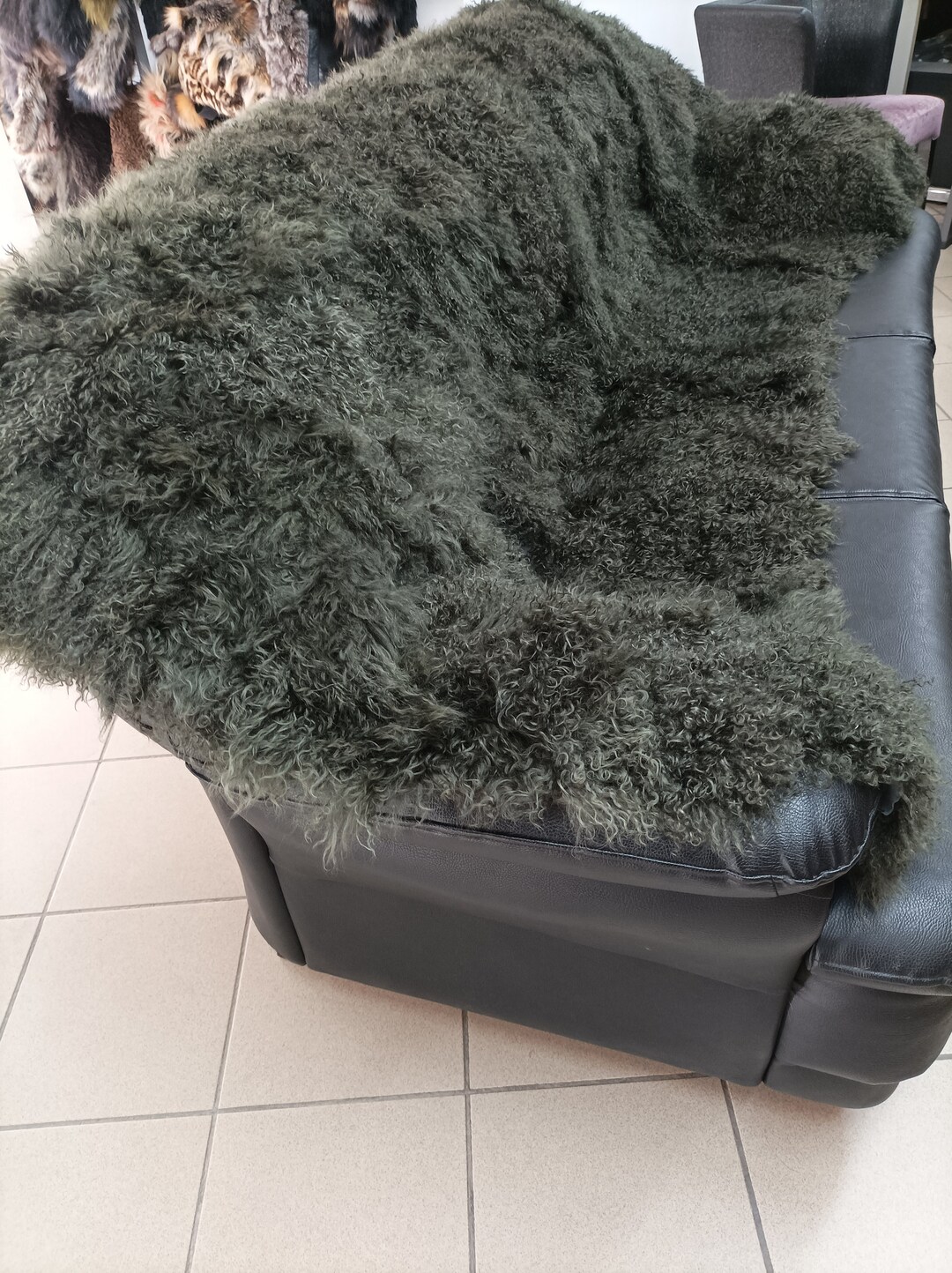 Fur Blanket,real Mongolian Lamb Fur Blanket Throw ,green Color, Home Warmer Etsy