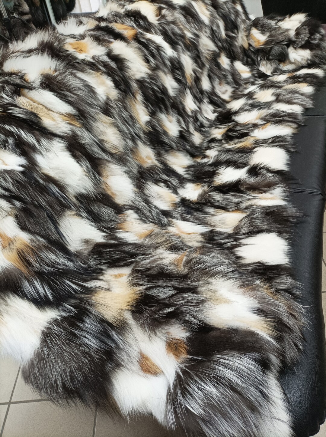 Real Fox Fur Blanket Throw Silver and Gold Color, Home Warmer Etsy