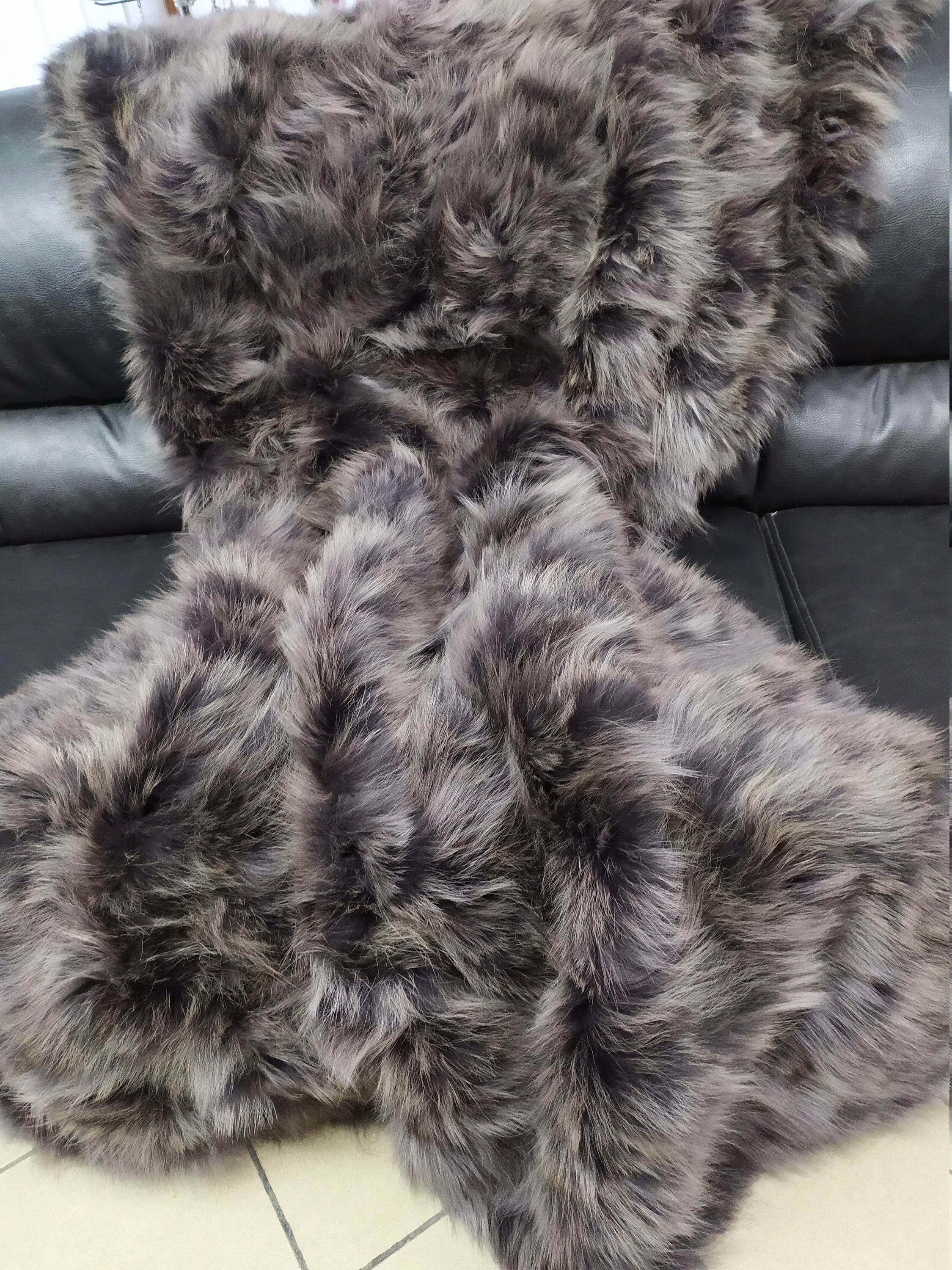 Real Coyote Fur Blanket Throw Dark Gray Color Home Warmer Etsy