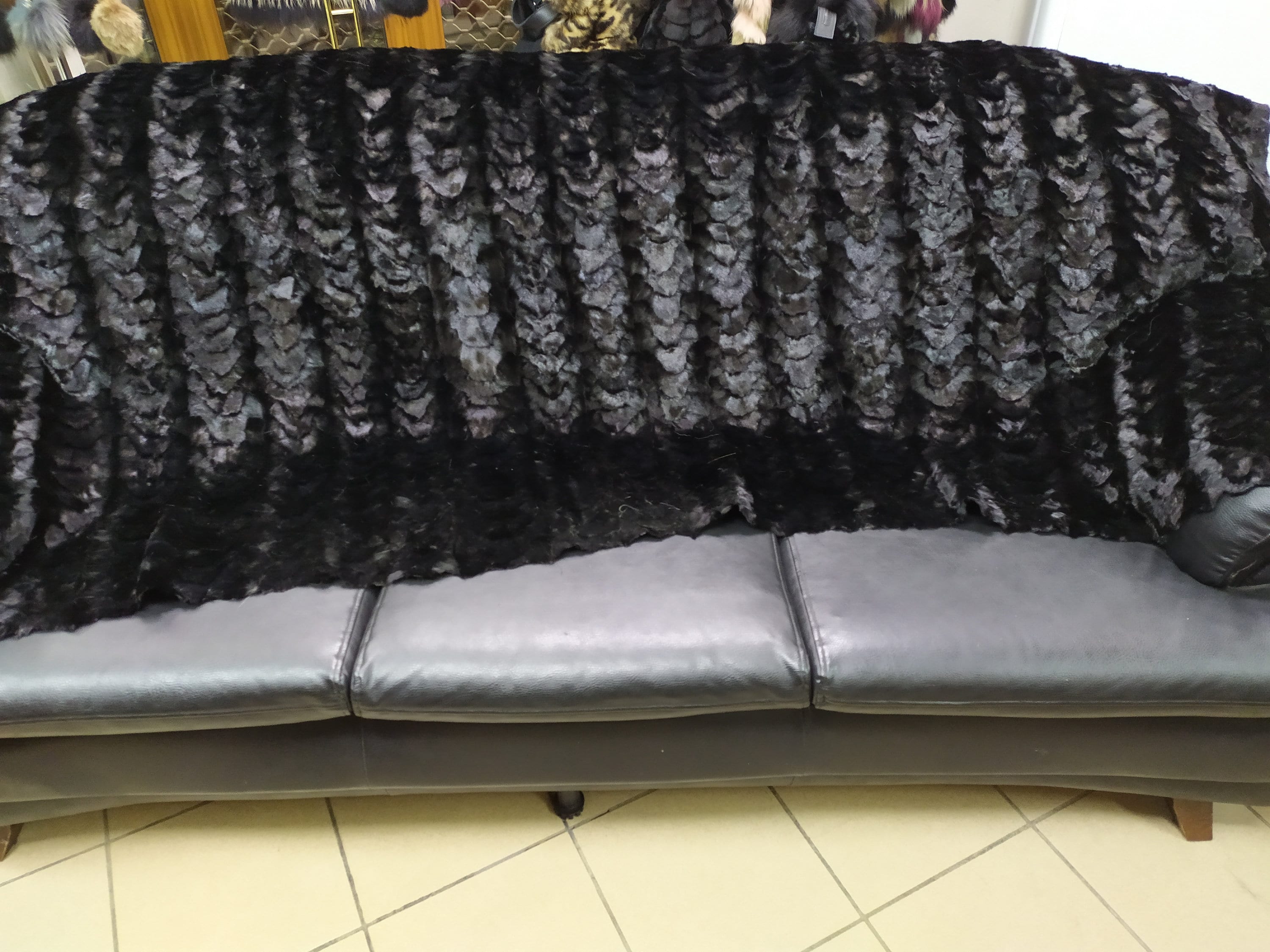 Real Mink Fur Blanket Throw Black Color Home Warmer Etsy