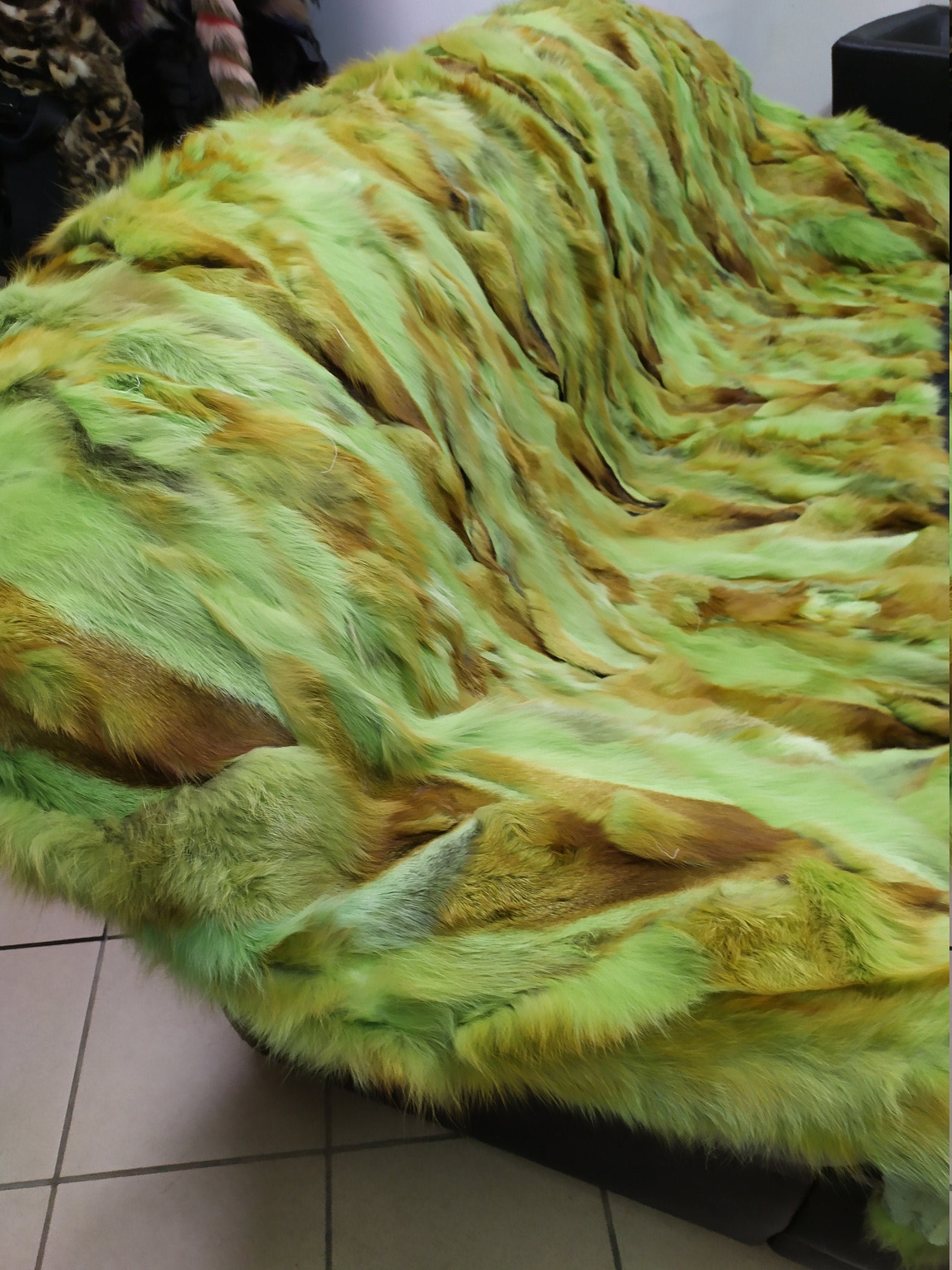 Real Fox Fur Blanket Throw Green and Brown Color Home Warmer Etsy