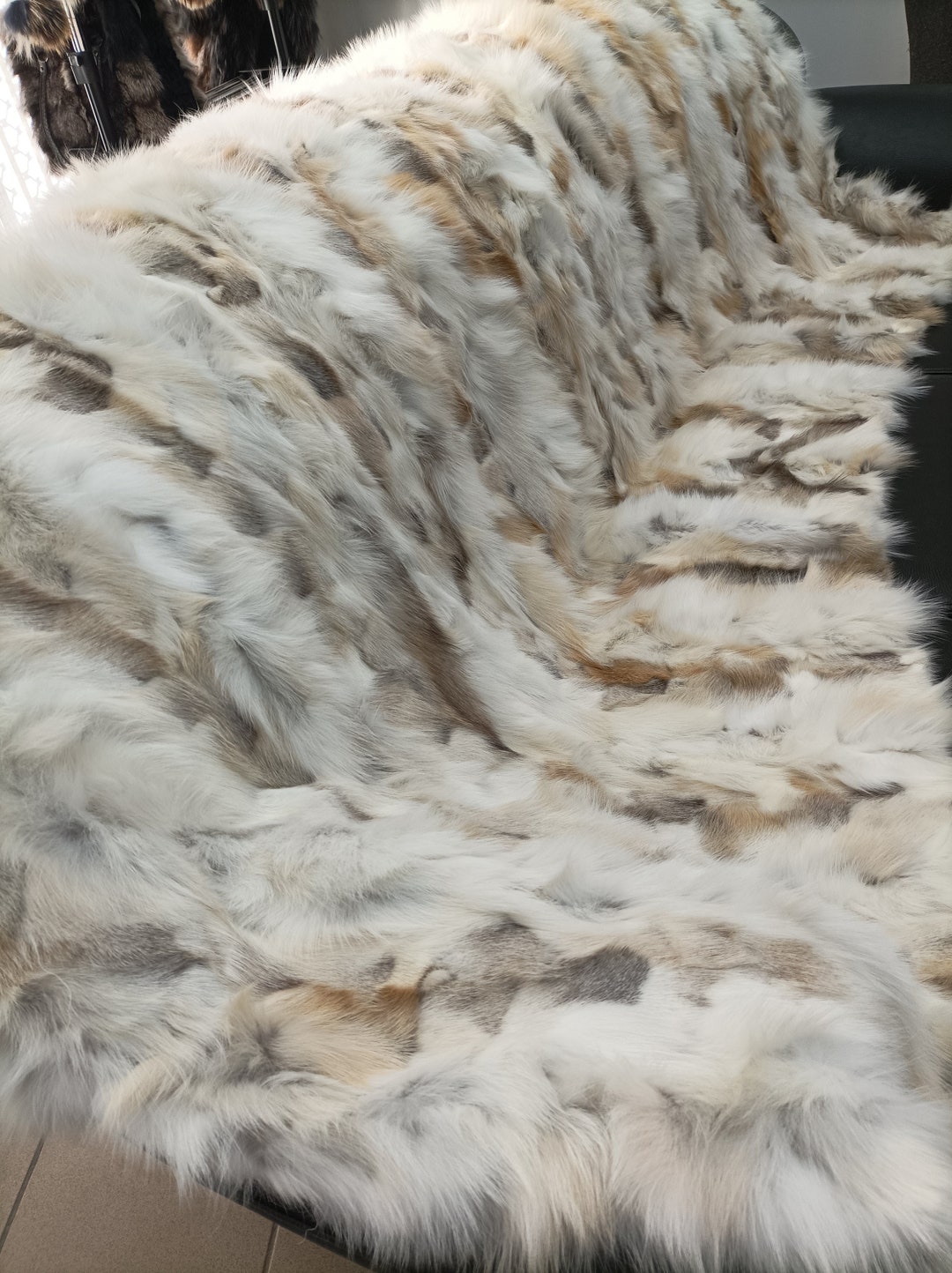 Fur Blanket Real Fox Throw golden Color Home Warmer Etsy