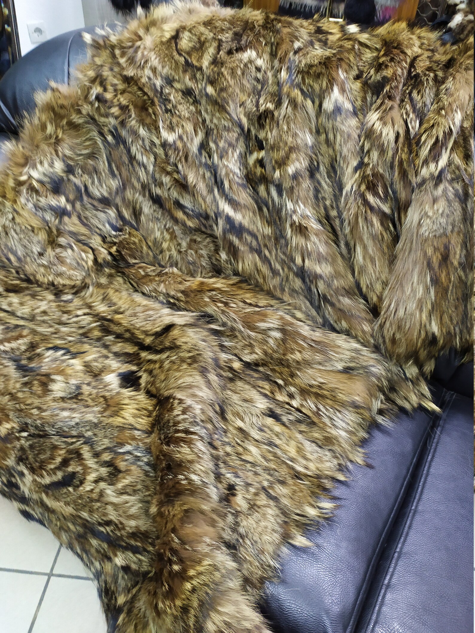 Real Coyote Fur Blanket Throw Haki Color Home Warmer Etsy