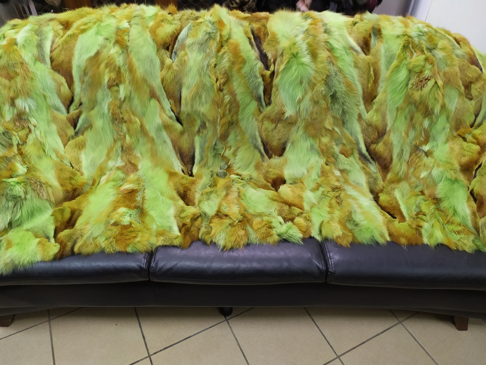 Real Fox Fur Blanket Throw Green and Brown Color Home Warmer Etsy