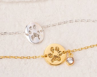 votre vrai bracelet avec empreintes de pattes | Bijoux imprimés nez | Bijoux personnalisés imprimés animal | Mémorial pour animaux de compagnie | Cadeau personnalisé pour la perte d'un animal de compagnie | Mémorial chien chat