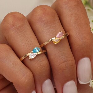 Personalized Infinity Birthstone Ring | Loyalty Teardrop Gemstones Jewelry | Name Engraving Band
