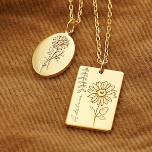 Engraved sunflower necklace store