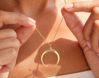 Maan Ring Keeper ketting | Klaar voor verzending | Halve maan sieraden | Verlovingsring houder ketting | Cadeau voor verpleegster | Ring Saver-hanger