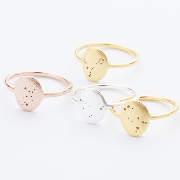 Anillo de horóscopo / Anillo de constelación / Anillo del zodiaco / Anillo personalizado con signo del zodiaco / Anillo minimalista / Anillo llamativo / Regalo de cumpleaños para ella