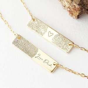 Bar Fingerprint Necklace | Handwriting Necklace | Signature Necklace | Memorial Necklace | Thumbprint Necklace | Remembrance Necklace