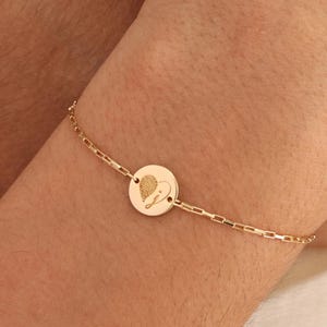 Circle Initial Charm in Sterling Silver | Custom Fingerprint Bracelet | Family Memorial Jewelry