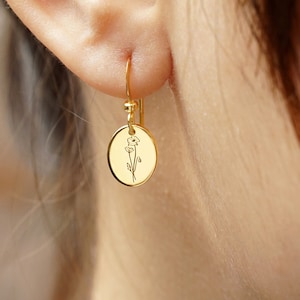 Mother's Day Gift | Birth Month Flower Earrings | Minimalist Earrings | Dainty Dangle Earrings | Personalized Earrings | Statement Earrings