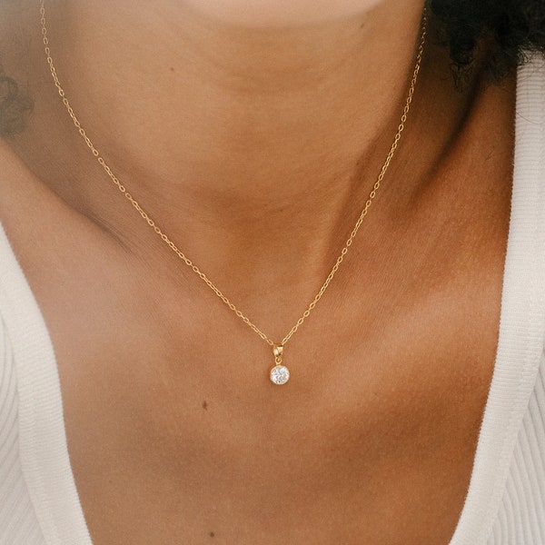 Tiny Birthstone Necklace | Gold Filled Gemstone Jewelry | Dainty Necklace For Her |  Personalized Gift | Bridesmaid Gift | Mother's Day Gift