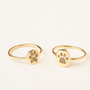 Pet Memorial Gift Custom Paw Print Ring Engraved Pet Print Jewelry Pet Lover Gift Minimalist Ring Dainty Mother's Day Gift For Her image 2