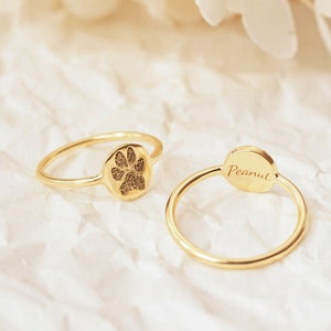 Pet Memorial Gift | Custom Paw Print Ring | Engraved Pet Print Jewelry | Pet Lover Gift | Minimalist Ring | Dainty Mother&#39;s Day Gift For Her