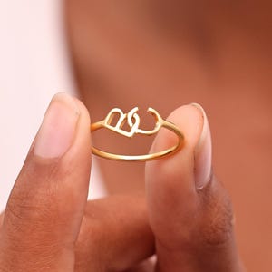 Initials Custom Ring | Two Initials Birthstone Charm Jewelry | Personalized Gemstone Name Ring | BFF Jewelry | Couple Anniversary Gift