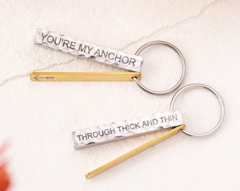Through Thick and Thin Keychain | Personalized Best Friend Jewelry | Stainless Steel BFF Gift |Drive Safe Keyring |Birthday Gift For Him Her