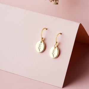Personalized Birth Month Flower Earrings | Dainty Dangle Earrings | Personalized Floral Earrings | Statement Earrings | Mother's Day Gift