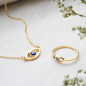 Blue Evil Eye Ring Minimalist Ring Protection Ring Simple Ring Blue Evil Eye Necklace Graduation Gift Dainty Ring Simple Ring image 1