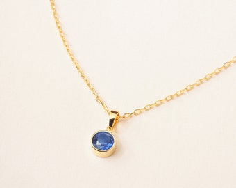 Ready To Ship | Blue Sapphire Birthstone Necklace | Gold Filled Gemstone Jewelry | Dainty Necklace | Personalized Gift | Bridesmaid Gift