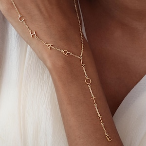 Lariat Initial Necklace | Custom Drop Name Necklace | Statement Name Y Necklace | Personalized Anniversary Gift for Her | Bridesmaid Jewelry
