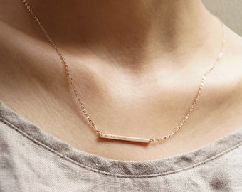 Personalized Coordinate Necklace | Custom Name Necklace | Skinny Bar Necklace | Bridesmaid Jewelry | Meaningful Minimalist Necklace For Her