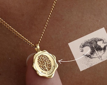 Retro Necklace With Detailed Nose Print  by Lynn Minimalist | Custom Petite Charm | Personalized Pet Memorial Gift |Sentimental Gift For Her