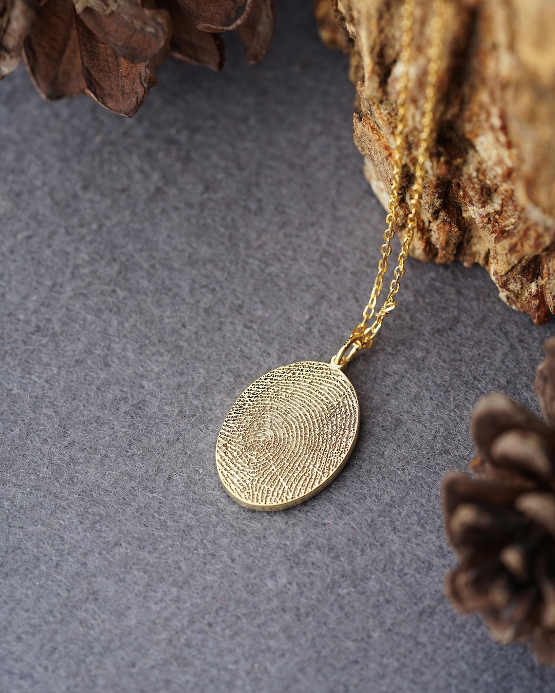 Oval Custom Fingerprint Necklace Thumbprint Necklace