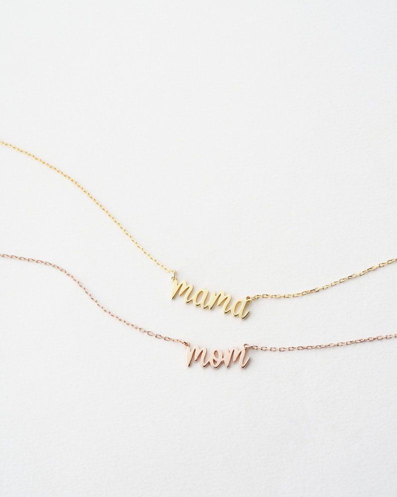 Ready To Ship from US Gold Filled Mom Necklace MOM MAMA Necklace Personalized Necklace for Mother Dainty Necklace image 1