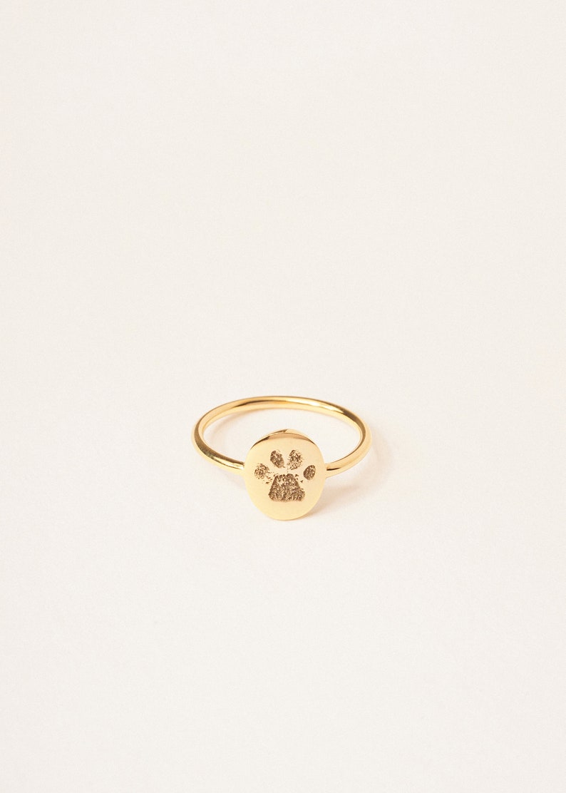 Pet Memorial Gift Custom Paw Print Ring Engraved Pet Print Jewelry Pet Lover Gift Minimalist Ring Dainty Mother's Day Gift For Her image 5