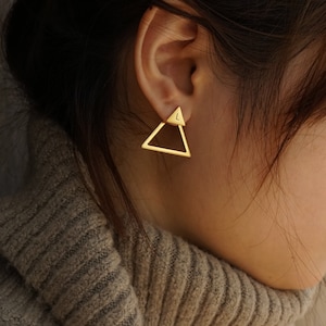 14k Gold Filled Name Stud Earrings | Circle Earrings | Triangle Earrings |Initial Stud Earrings |Name Statement Earrings|Minimalist Earrings