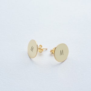 14k Gold Filled Name Stud Earrings Circle Earrings Triangle Earrings Initial Stud Earrings Name Statement EarringsMinimalist Earrings image 3