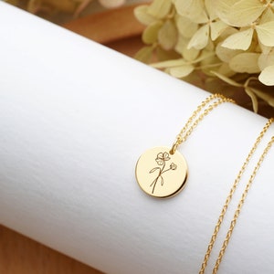 Personalized Gift For Mom Birth Month Flower Necklace Minimalist Flower Necklace Delicate Necklace Bridesmaid Gift Mother Day Gift image 4