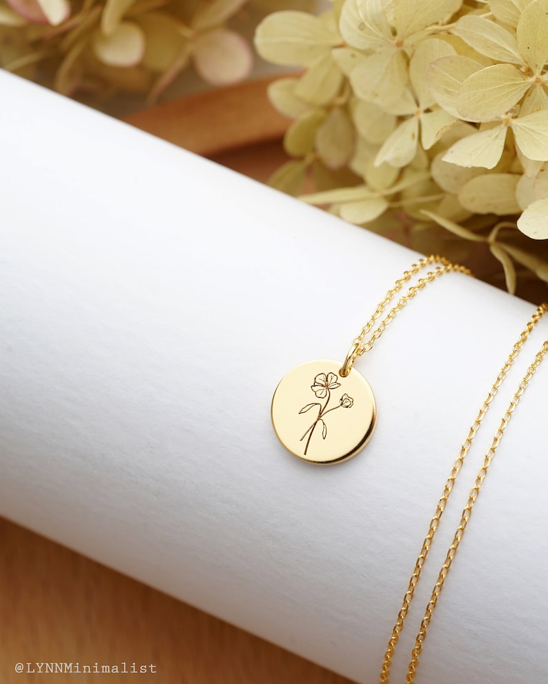 Personalized Gift For Mom Birth Month Flower Necklace Minimalist Flower Necklace Delicate Necklace Bridesmaid Gift Mother Day Gift image 4