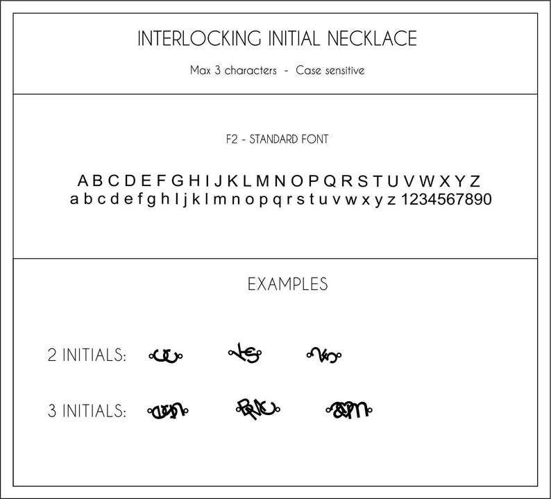 Left Side Intital R Interlocking Initals Initials Necklace With Curbs Chain | Petite Interlocking Three Letters ...