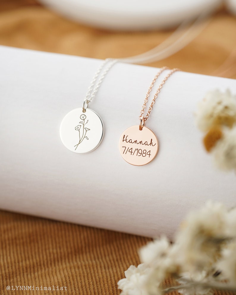 Personalized Gift For Mom Birth Month Flower Necklace Minimalist Flower Necklace Delicate Necklace Bridesmaid Gift Mother Day Gift image 3