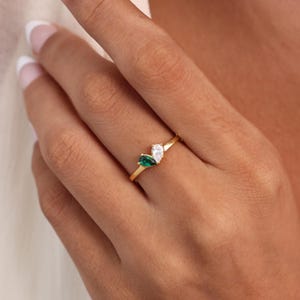 Personalized Heart Birthstone Ring | Dainty Stacking Jewelry | Custom Mother Daughter Ring | Meaningful BFF Gift | Birthday Anniversary Gift