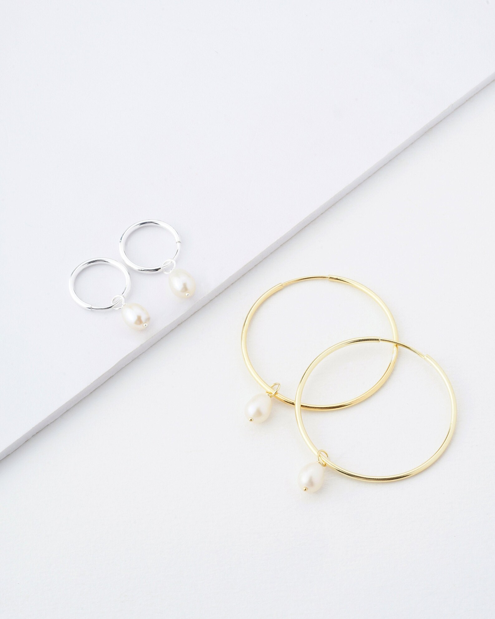 Golden Pearl Hoop Earrings