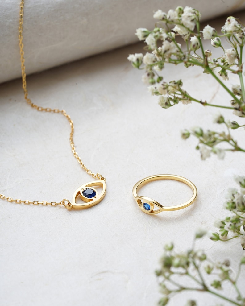 Blue Evil Eye Ring Minimalist Ring Protection Ring Simple Ring Blue Evil Eye Necklace Graduation Gift Dainty Ring Simple Ring image 1