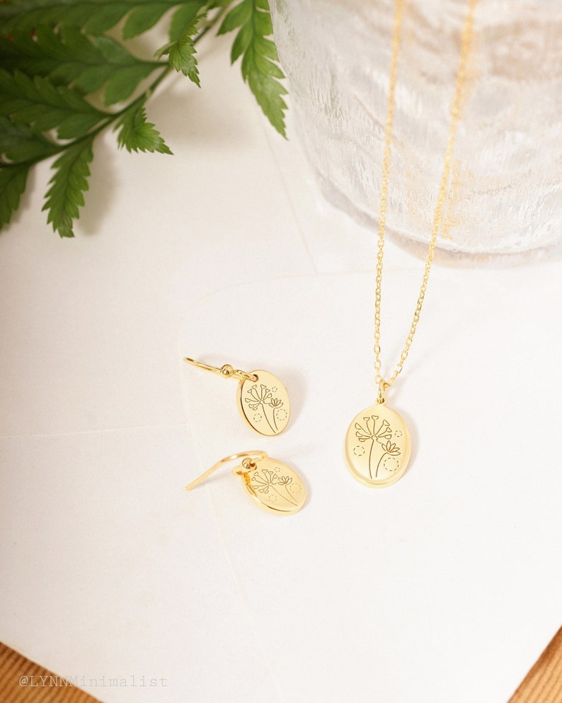 Ready To Ship From US and AUS Dandelions Earrings and Necklace Set Dainty Dangle Earrings Minimalist Earrings Spirit Jewelry image 1
