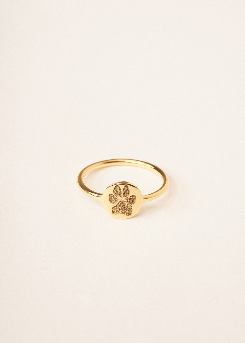 Pet Memorial Gift Custom Paw Print Ring Engraved Pet Print Jewelry Pet Lover Gift Minimalist Ring Dainty Mother's Day Gift For Her image 4