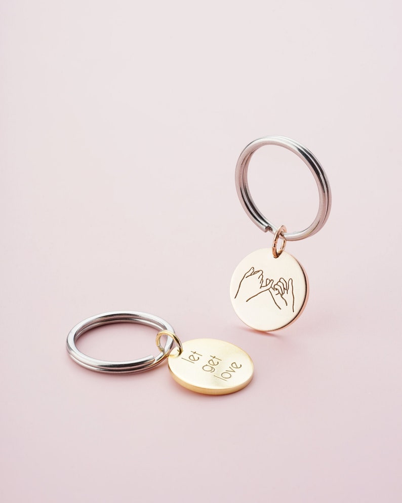 PINKY PROMISE Keychain Best Friend Keychain Custom Keychain Monogram Keychain Personalized Engraved Keychain Anniversary Gift image 1