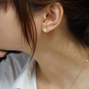 14k Gold Filled Name Stud Earrings Circle Earrings Triangle Earrings Initial Stud Earrings Name Statement EarringsMinimalist Earrings image 6