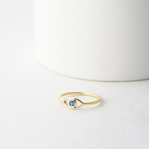 Blue Evil Eye Ring Minimalist Ring Protection Ring Simple Ring Blue Evil Eye Necklace Graduation Gift Dainty Ring Simple Ring image 2