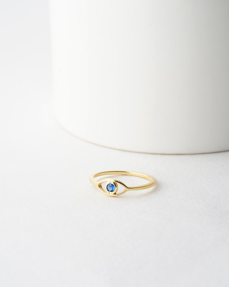 Blue Evil Eye Ring Minimalist Ring Protection Ring Simple Ring Blue Evil Eye Necklace Graduation Gift Dainty Ring Simple Ring image 2