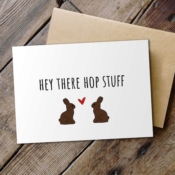 Hey There Hop Stuff Easter Card for Boyfriend, Funny Printable Easter Bunny Card, Cute Easter Card