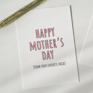 Cartão de filho favorito para mãe, Cartão de feliz dia das mães, Cartão engraçado para o dia das mães