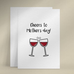 Lindo cartão de vinho para o Dia das Mães, Cartão de vinho para a mãe, Um brinde ao Dia das Mães, Cartão de feliz Dia das Mães, Cartão exclusivo para impressão para a mãe