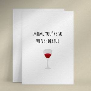 Cartão de vinho para a mãe, Cartão engraçado para o dia das mães, Cartão de felicitações cheio de vinho, Cartão para impressão para a mãe