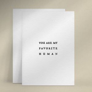 Cartão humano favorito, cartão de máquina de escrever vintage para namorado, marido, cartão de amor